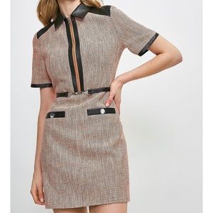 Neon tweed collar dress